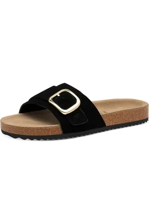 QS by s.Oliver Damen Pantoletten aus Leder Bequem, (Black), 42 EU