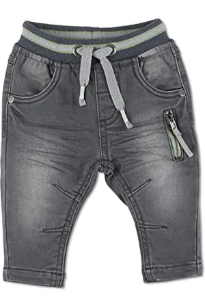 Sterntaler Baby Jungen Baby Jeans Jeanshose Babyhose - Baby Jeans, Baby Jeanshose - aus elastischer Sweat Denim - dunkelgrau, 56