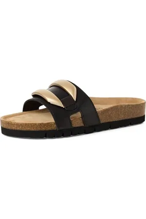 Marco Tozzi Damen Pantoletten aus Leder Bequem, (Black), 37 EU