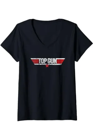Top Gun Damen Goose und Logo T-Shirt mit V-Ausschnitt
