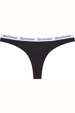 Juicy Couture Damen Dana Cotton Thong 3-Pack Multipack Tanga Slip G-String Pack für Sport Freizeit Fitness in versch. Farben Unterwäsche, Black, XS (3er