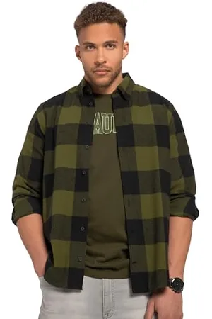 STHUGE Herren, Karo, Flanell, BD, MF, 1/1 Hemden, , 5XL
