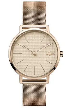 Lacoste Analog Quarzuhr für Damen Kollektion Moon mit Roségoldfarbenes Edelstahl-Mesh-Gliederarmband - 2001080