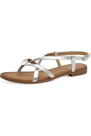 QS by s.Oliver Damen Sandalen flach aus Leder Leicht, (Silver), 40 EU