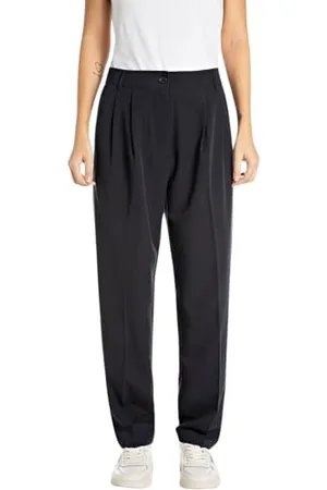 Replay Damen Stoffhose mit Bundfalten, Blau (Dark Navy 970), 26
