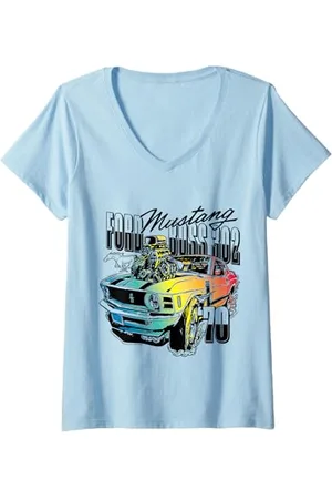 Tom Ford Damen - 1970 Mustang Rainbow T-Shirt mit V-Ausschnitt