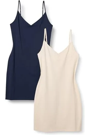 Amazon Damen Schmal Geschnittenes Schlupfkleid Aus Baumwolle Mit Lagen, 2er-Pack, , S