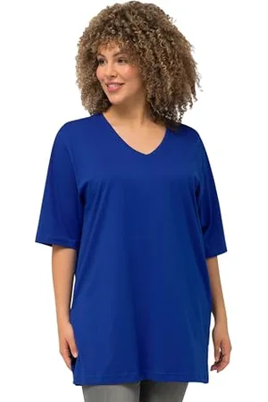 Ulla Popken Damen große Größen Übergrößen Plus Size T-Shirt, V-Ausschnitt, Relaxed, Halbarm