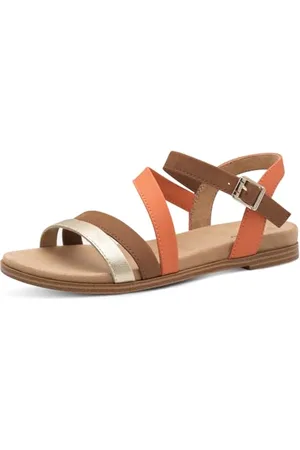 QS by s.Oliver Damen Sandalen flach Bequem Sommer, Mehrfarbig , 42 EU