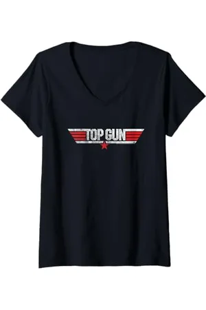 Top Gun Damen Maverick und Logo T-Shirt mit V-Ausschnitt