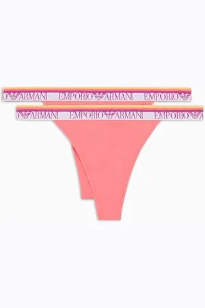 Emporio Armani Damen 2-Pack T-Thong Tangahöschen, NEON PINK/NEON PIN, L