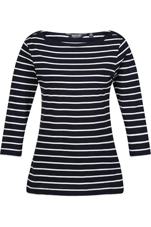 Regatta Damen Bayletta Oberteil mit 3/4-Ärmeln T-Shirt, Marineblau/weiß, 42