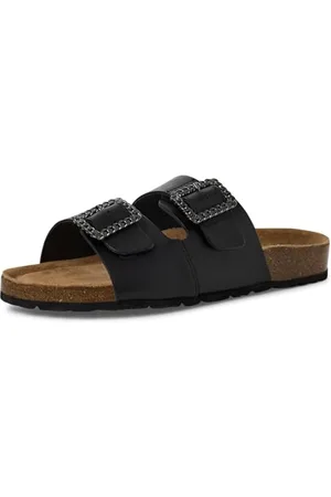 Marco Tozzi Damen Pantoletten aus Leder mit Schließe, (Black), 41 EU
