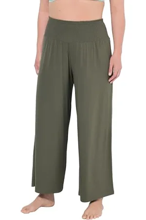 Ulla Popken Damen große Größen Übergrößen Plus Size Marlenehose, weites Bein, breiter Elastikbund