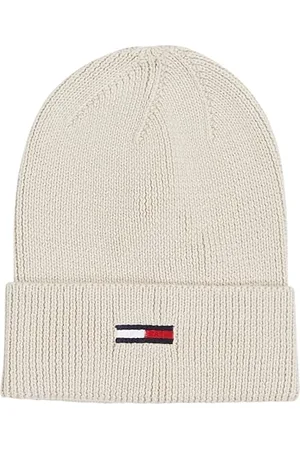 Tommy Hilfiger Damen Strickmütze Flag Beanie mit Logo, Elfenbein (Newsprint), Einheitsgröße