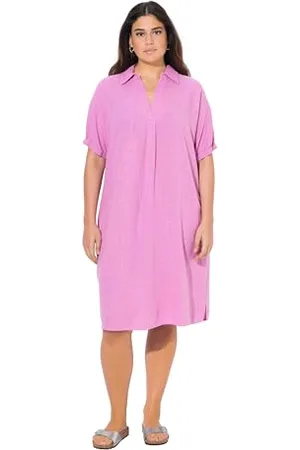 Ulla Popken Damen große Größen Übergrößen Plus Size Leinenmix-Kleid