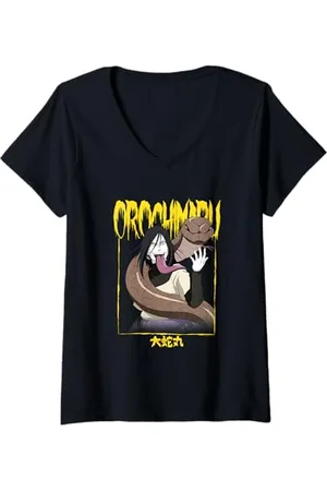 Naruto Damen Shippuden Orochimaru Logo und Rahmen T-Shirt mit V-Ausschnitt