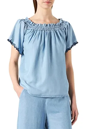 Pinko Damen Intuitiva Blusa Pj746 Denim Ly Bluse, F14_Schatten Blau, Small