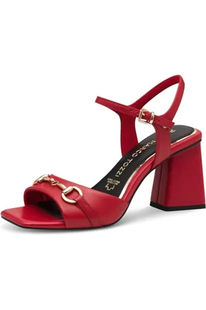 Marco Tozzi Damen Sandalen mit Absatz aus Leder Elegant, (Red), 42 EU