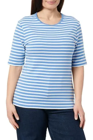GANT Damen Slim Striped 1X1 Ribbed SS T-Shirt, , XX-Large