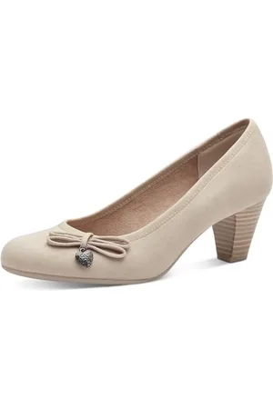 QS by s.Oliver Damen Pumps mit Schleife mit Herzdetail, Beige , 41 EU