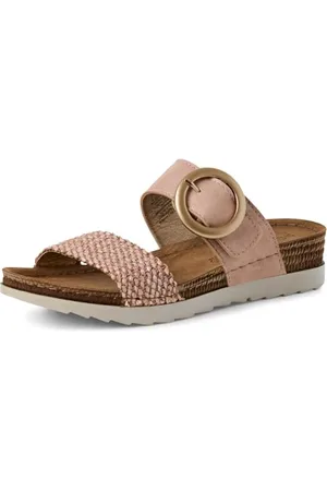 Marco Tozzi Damen Pantoletten mit Klettverschluss Plateau, Rosa , 38 EU