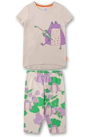 Sanetta Mädchen-Schlafanzug kurz mit Frosch-Allover | Hochwertiger und bequemer Schlafanzug aus Baumwolle für Mädchen. Pyjamaset für Mädchen 104