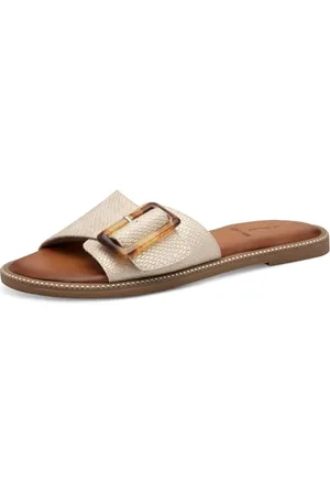 QS by s.Oliver Damen Pantoletten mit Schnalle Vegan, Gold , 40 EU