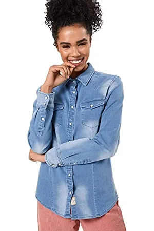 Herrlicher Damen Lilien Denim Bluse, , Small