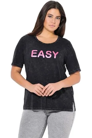 Ulla Popken Damen große Größen Übergrößen Plus Size T-Shirt mit Easy Wording,Classic