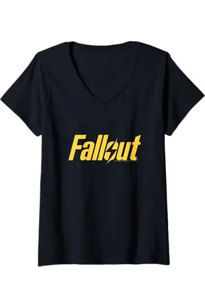 Fallout Damen TV Series Gelbes Blitzlogo T-Shirt mit V-Ausschnitt