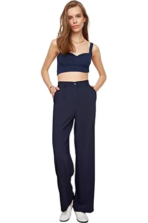 Trendyol Damen Women High Waist Wide Leg Trousers Hose, , 36 EU
