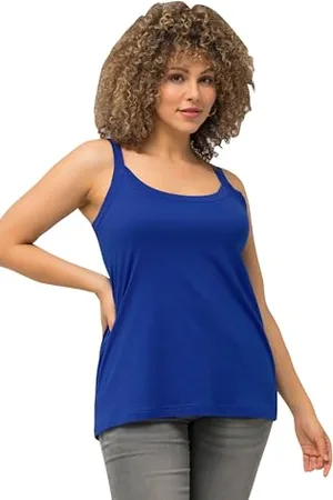 Ulla Popken Damen große Größen Übergrößen Plus Size Spaghettitop, Rundhals, Modalmix, ärmellos
