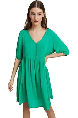 Ichi IHMARRAKECH SO DR7 Damen Freizeitkleid Kleid mit V-Ausschnitt Halbarm Relaxed-Fit, Größe:S, Farbe:
