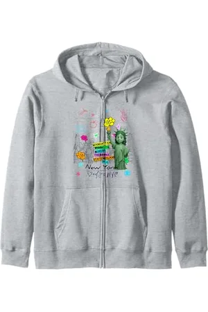 BAHAA New York City Baby Freiheitsstatue Skyline Skizze Cartoon Kapuzenjacke