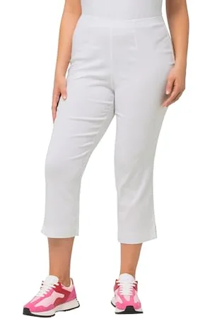 Ulla Popken Damen Wadenlang, Elastikbund, Stretch Bengalinhose, , 50W / 32L EU