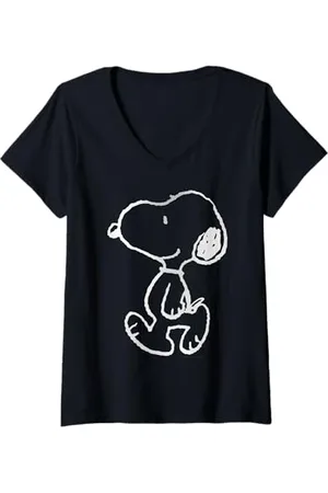 Peanuts Damen - Snoopy Ich gehe zu dir T-Shirt mit V-Ausschnitt