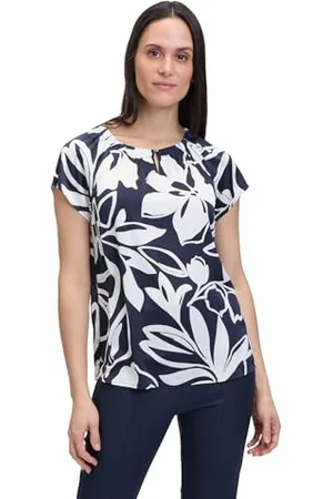 Betty Barclay Damen Casual-Bluse mit Muster Dunkelblau/Weiß,46