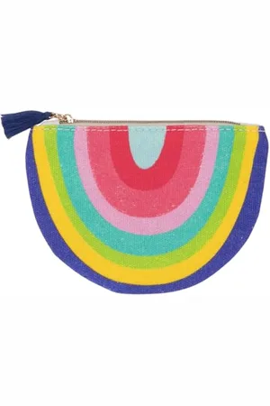 DRAEGER PARIS 1886 Paris - Geldbörse mit Regenbogen-Motiv, 100% Baumwolle, Reißverschluss und Bommel, 12 x 9,5 cm