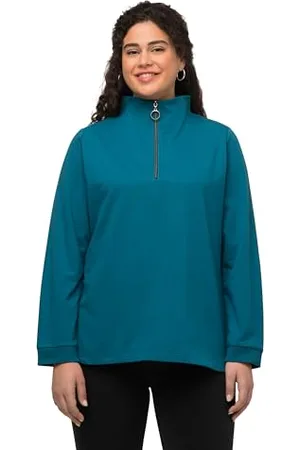 Ulla Popken Damen Troyer-Sweater Sweatshirt, , 42-44