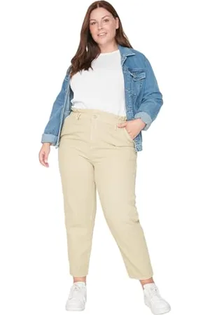 Trendyol Damen Gerade Hohe Taille Plus-Size-Jeans