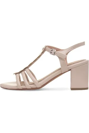 Marco Tozzi By Guido Maria Kretschmer Damen Sandalen mit Absatz Elegant Blockabsatz, Beige , 37 EU