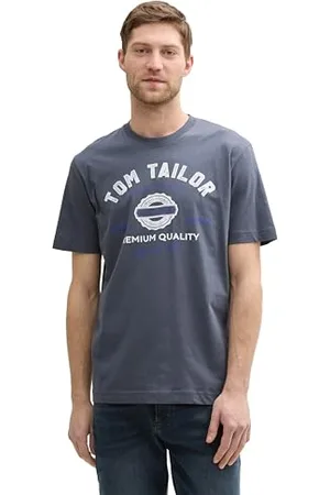 TOM TAILOR Herren 1037735 T-Shirt Aus Baumwolle Mit Logo-Print, , L EU