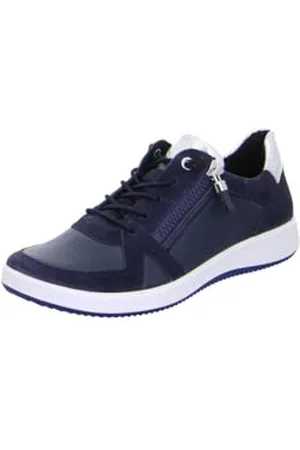 ARA Damen Roma Sneaker, BLAU,Silber, 42.5 EU Weit