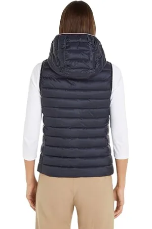 Tommy Hilfiger Damen Weste Padded Global Stripe Vest mit Kapuze, , 3XL