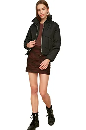 Trendyol Damen Black Zipper Closure Inflatable Coat, , M EU