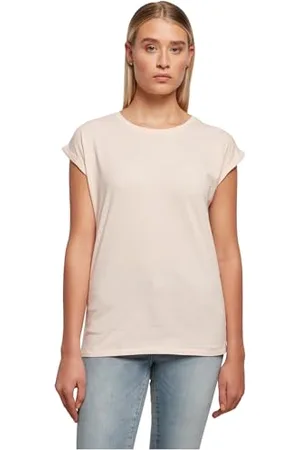 Build Your Brand Damen Ladies Extended Shoulder Tee T-Shirt, pink, 4XL