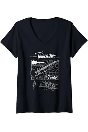 Fender The Original Telecaster Guitar Schematic Poster T-Shirt mit V-Ausschnitt