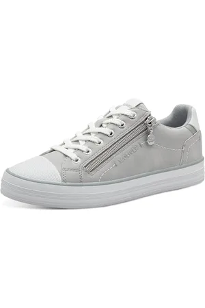 QS by s.Oliver Damen Sneaker flach mit Reißverschluss Low Top, (Grey), 40 EU