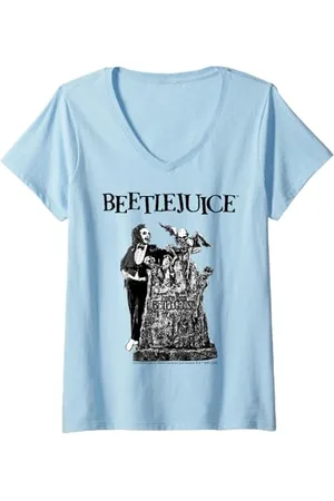 BEETLEJUICE Damen Movie Classic Gothic Art T-Shirt mit V-Ausschnitt